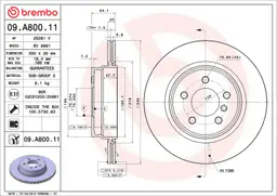 Bmw F10 Arka Fren Diski Havalı 330mm | BREMBO 09A80011