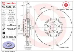 BMW 5 Serisi G31 540 i xDrive Sağ ön Fren Diski Havalandırmalı | BREMBO 09D89613