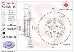 BMW 5 Serisi F90 518 d Ön Fren Diski Havalandırmalı | BREMBO 09D90413
