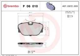 BMW 3 Serisi E30 318 i Ön Fren Balatası | BREMBO P06010