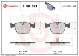 BMW 7 Serisi E38 740 i, iL Ön Fren Balatası | BREMBO P06021