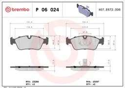 BMW 3 Serisi E36 316 i Ön Fren Balatası | BREMBO P06024