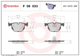 BMW 5 Serisi E60 530 xd Arka Fren Balatası | BREMBO P06033