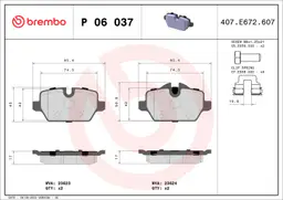 BMW 1 Serisi E81 116 i Arka Fren Balatası | BREMBO P06037