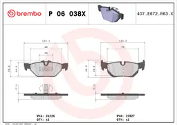 BMW 1 Serisi E81 118 d Arka Fren Balatası Xtra | BREMBO P06038X