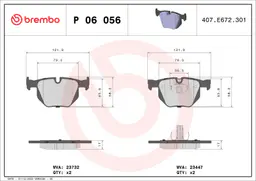 BMW X6 Serisi E71 xDrive 35 d Arka Fren Balatası | BREMBO P06056