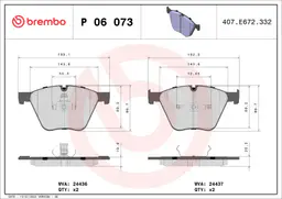 BMW X5 Serisi E70 M 50 d Ön Fren Balatası | BREMBO P06073