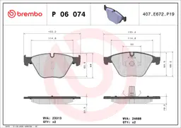 BMW 5 Serisi F10 525 d xDrive Ön Fren Balatası | BREMBO P06074