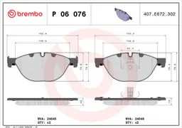 BMW 5 Serisi F10 ActiveHybrid Ön Fren Balatası | BREMBO P06076