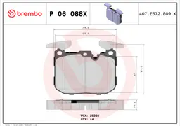 BMW 1 Serisi F20 120 d Ön Fren Balatası Xtra | BREMBO P06088X