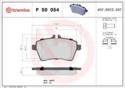 Mercedes A Serisi W169 A 150 Ön Fren Balatası | BREMBO P50054
