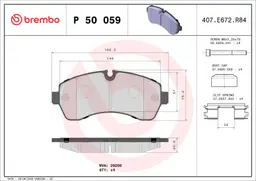 Mercedes Sprinter W906 315 CDI 4x4 Ön Fren Balatası | BREMBO P50059