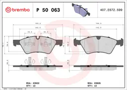 Mercedes GL Serisi X164 GL 350 CDI 4-matic Ön Fren Balatası | BREMBO P50063