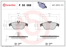 Mercedes C Serisi W204 C 180 Kompressor Arka Fren Balatası | BREMBO P50068