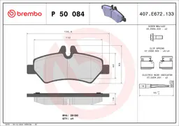 Mercedes Sprinter W906 316 CDI Arka Fren Balatası | BREMBO P50084
