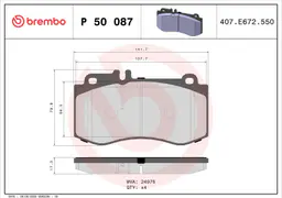 Mercedes E Serisi W212 E 400 Ön Fren Balatası | BREMBO P50087