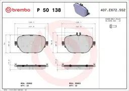 Mercedes E Serisi W213 AMG E53 EQ Boost 4-matic+ Arka Fren Balatası | BREMBO P50138