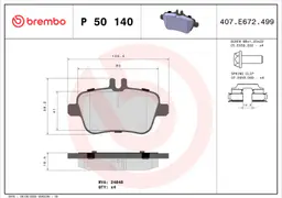 Mercedes A Serisi W176 A 220 CDI Arka Fren Balatası | BREMBO P50140
