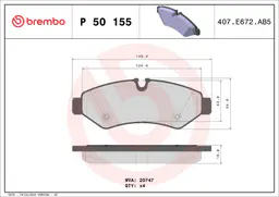 Mercedes Sprinter W907 319 CDI RWD Arka Fren Balatası | BREMBO P50155