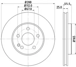 Mercedes B Serisi W245 Fren Diski Havalı Ön | HELLA 8DD 355 111-081