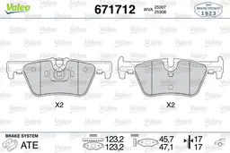 BMW 1 Serisi F20 2012-2017 Fren Balatası Arka | VALEO 671712
