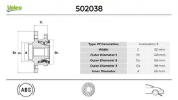 Mercedes C Serisi W205 Ön Teker Rulmanı Seti | VALEO 502038