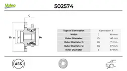 Mercedes A Serisi W176 Arka Teker Rulmanı Seti | VALEO 502574