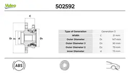 BMW 1 Serisi E87 Ön Teker Rulmanı Seti | VALEO 502592