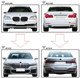 BMW 7 Serisi F01 2009-2015 Komple Gövde Kiti [DONUSUM => G11/G12-LCI] <O-O> Egz.Uçlu, Panj-lu, Kaput/Çamurluk/Bagaj Kap., Far/Stop -///M-Sport- 2008-12 | WENDER BA0012210