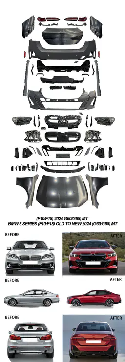 BMW 5 Serisi F10 2009-2016 Komple Gövde Kiti [DONUSUM => G60] PDCli:Ön/Arka, Mrşp-li, Panj-lu, Kaput/Çamurluk/Bagaj Kap., Far/Stop -M-Tech- 2010-13 | WENDER BA0102209