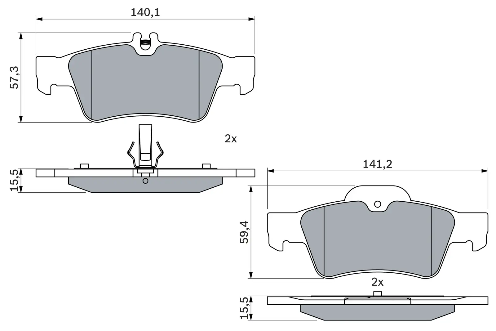 Mercedes W219 CLS 500 Brake Brake Pad Rear | BOSCH 0986424699