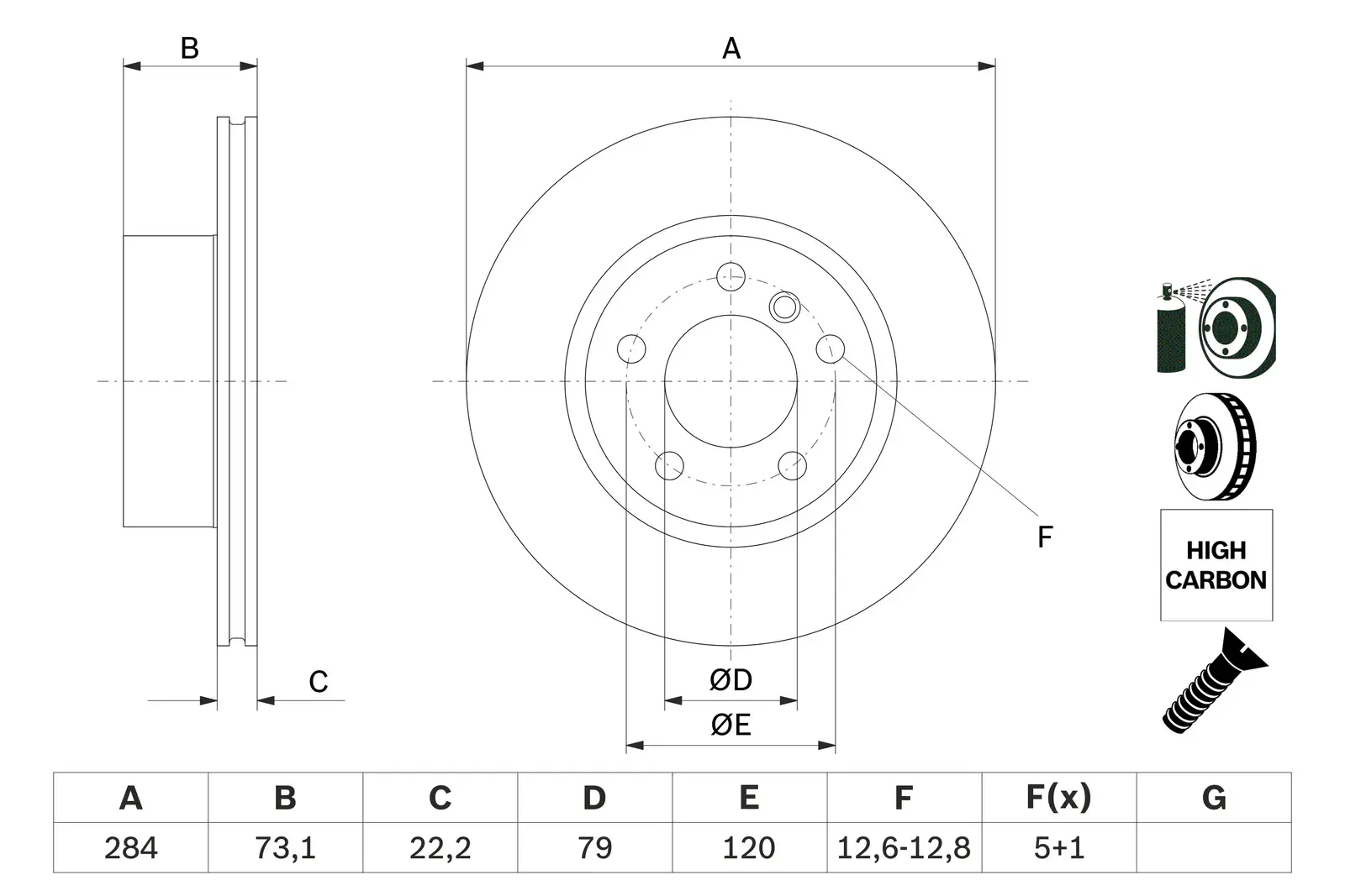 BMW F21 116i Brake Disc Front | BOSCH 0986479213