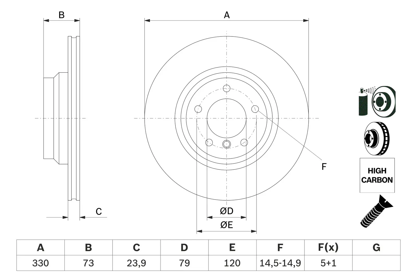 BMW E93 330i Brake Disc Front | BOSCH 0986479215
