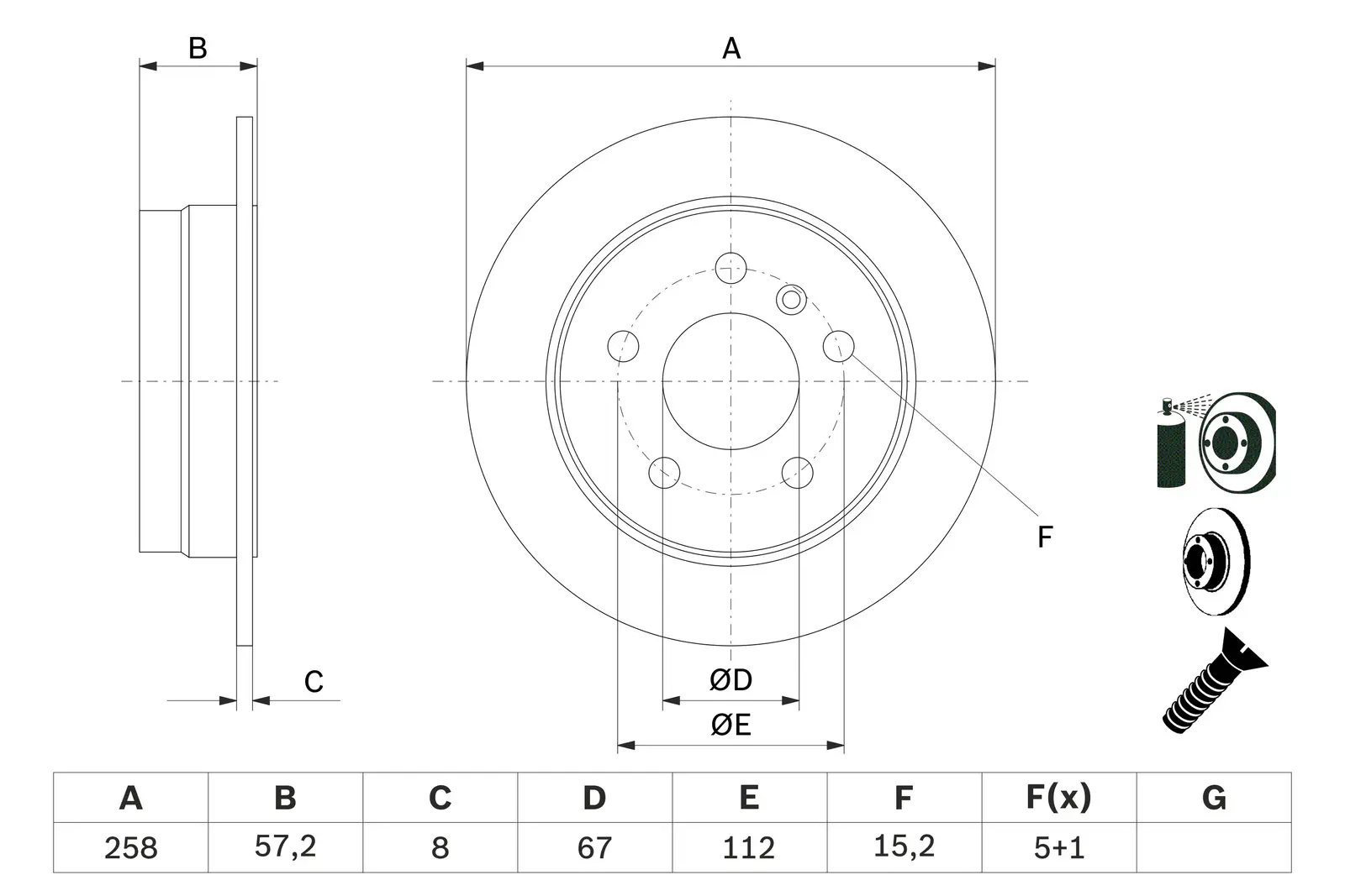 Mercedes W245 B 150 Brake Disc Rear | BOSCH 0986479235