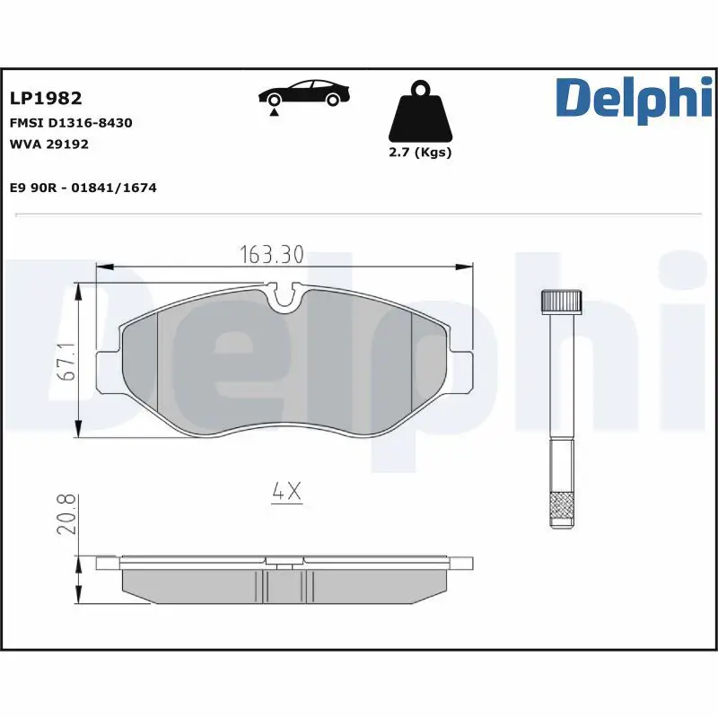 Mercedes W447 Brake Brake Pad Front | DELPHI LP1982