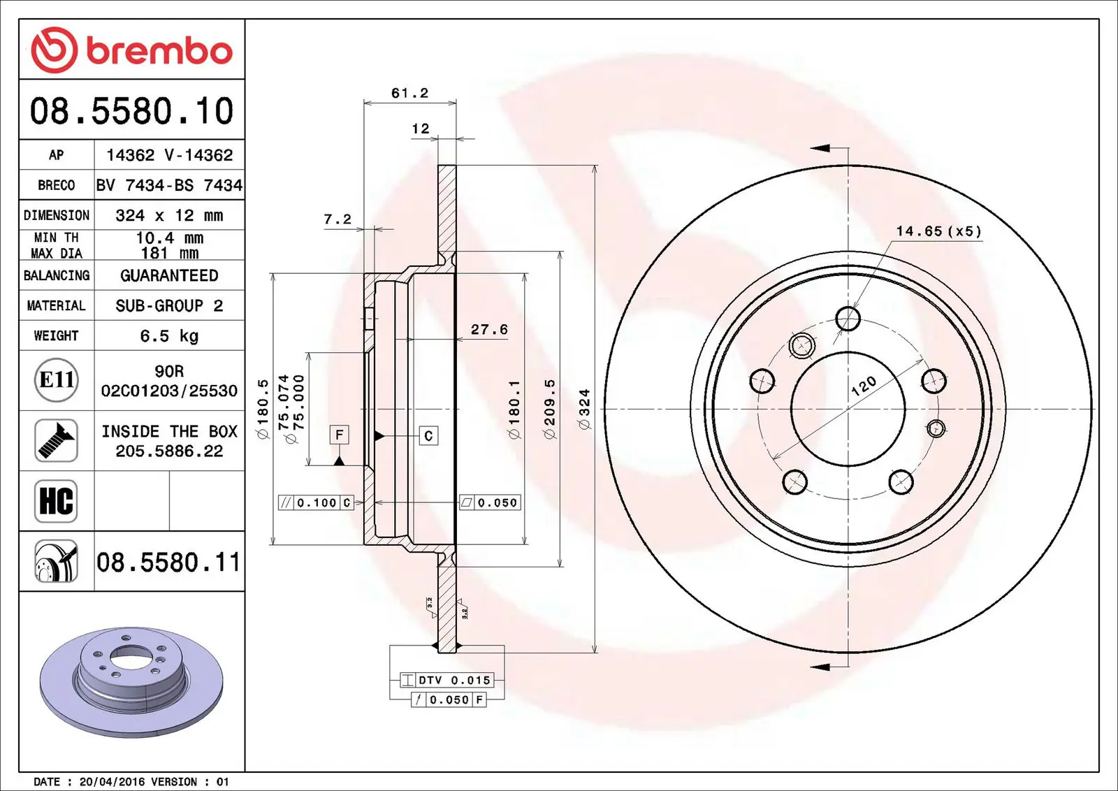 BMW 7 Serisi E38 740 i, iL Arka Fren Diski | BREMBO 08558011