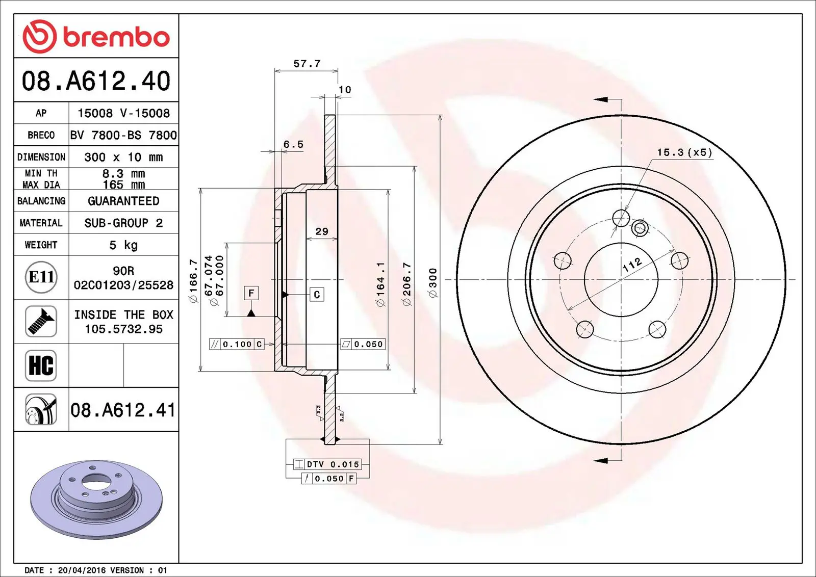 Mercedes C Serisi W204 C 280 Arka Fren Diski | BREMBO 08A61241