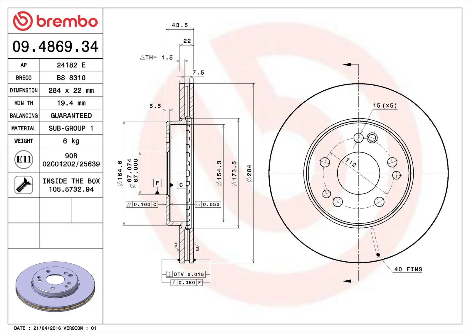 Mercedes W124 Kasa 230 TE Ön Fren Diski Havalandırmalı | BREMBO 09486934