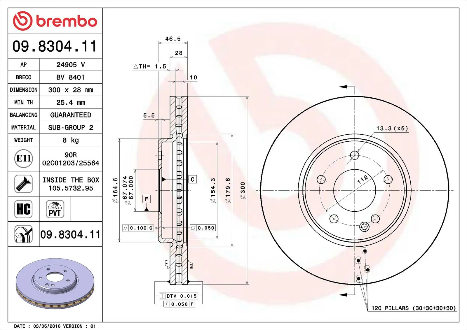Mercedes CLK Serisi W209 CLK 320 Ön Fren Diski Havalandırmalı | BREMBO 09830411
