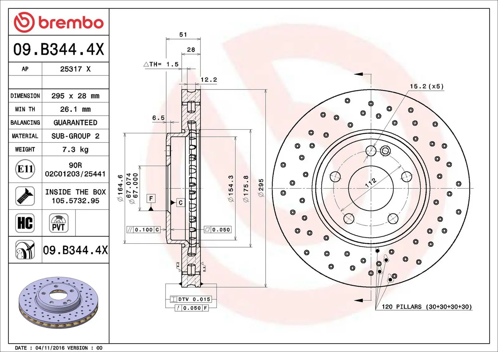 Mercedes B Serisi W246 B 220 CDI / d Ön Fren Diski Havalandırmalı | BREMBO 09B3444X