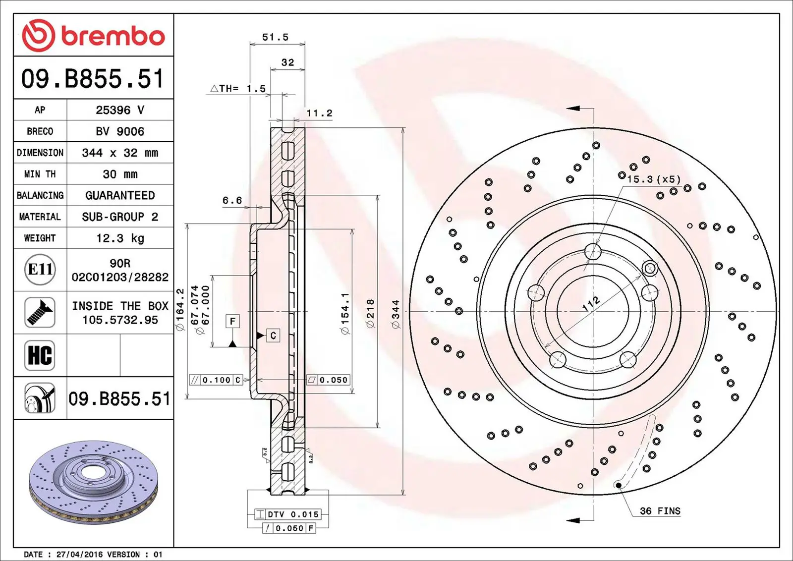 Mercedes CLS Serisi W218 CLS 350 d 4-matic Ön Fren Diski Havalandırmalı | BREMBO 09B85551