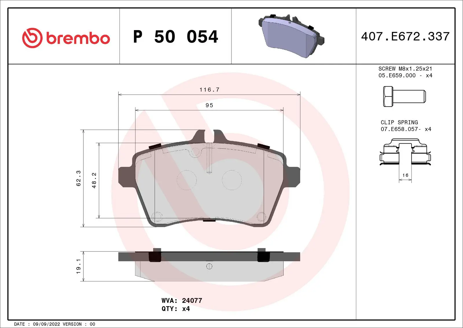 Mercedes A Serisi W169 A 150 Ön Fren Balatası | BREMBO P50054