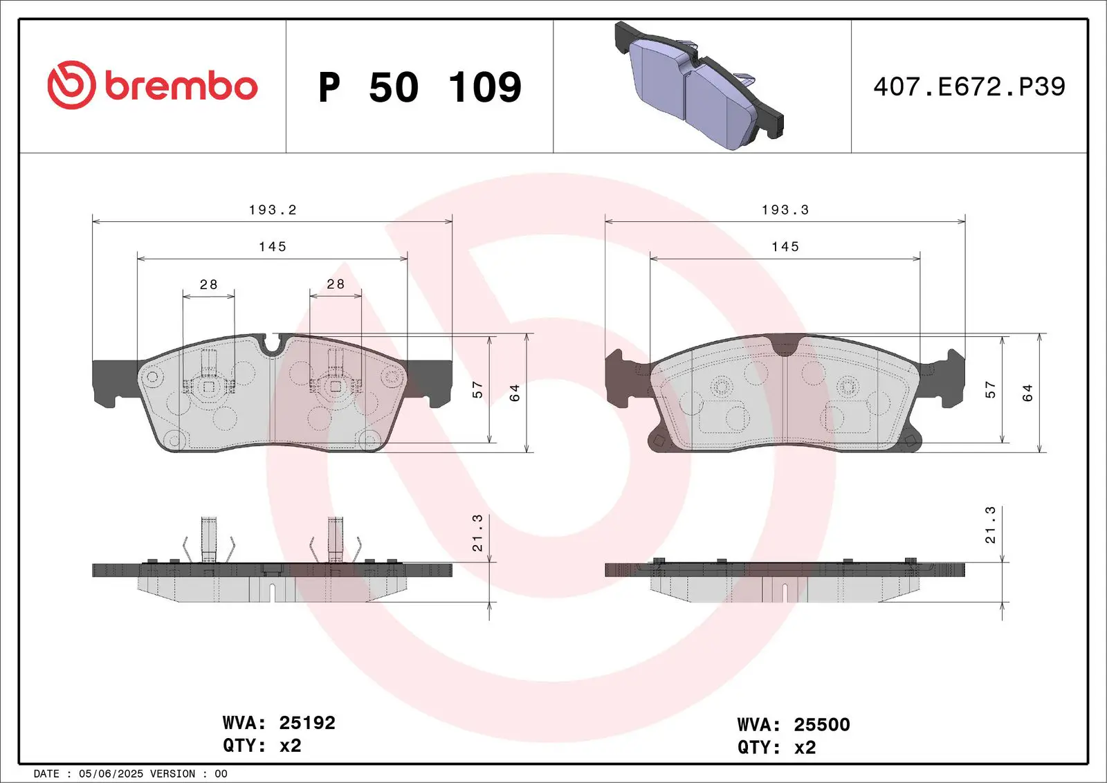 Mercedes GL Serisi W166 350 d 4-matic Ön Fren Balatası | BREMBO P50109