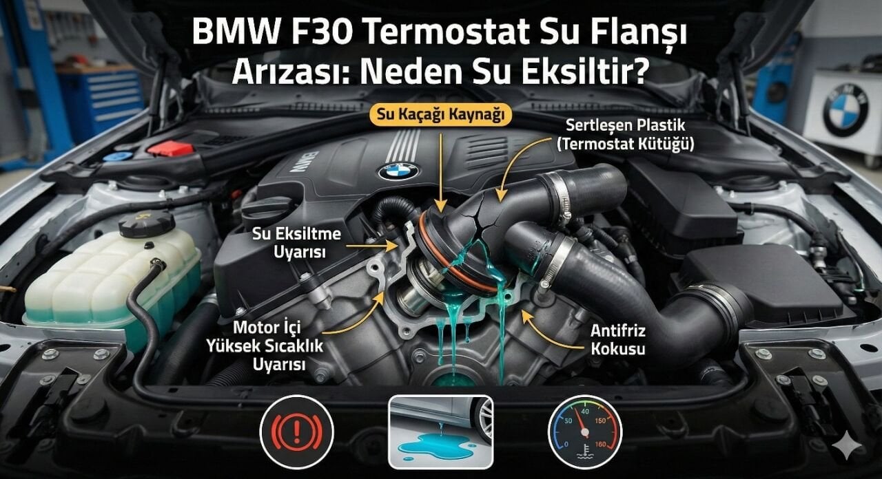 BMW F30 Su Eksiltme Sorunu: Termostat Su Flanşı Arızası ve Çözümü