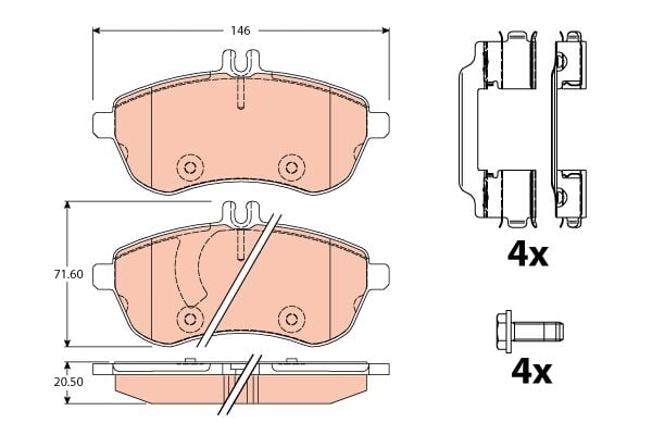 Mercedes C Serisi W204 C 180 1.8 CGI BlueEFFICIENCY M271 Ön Fren Balatası | TRW GDB2056