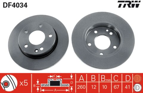 Mercedes A Serisi W168 A 140 M166 Ön Fren Diski | TRW DF4034