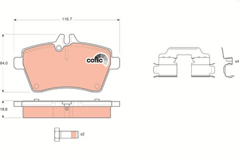 Mercedes A Serisi W169 A 150 M266 Ön Fren Balatası | TRW GDB1629