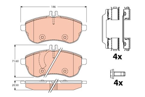 Mercedes E Serisi W212 E 220 CDI BE / BlueTEC OM651 Ön Fren Balatası | TRW GDB2056