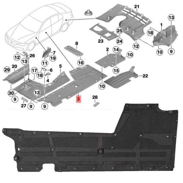 GKL 342909 | Bmw 1 Serisi F20 2012-2017 Motor Alt Muhafaza Ön Yan Sol