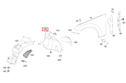 Mercedes E Serisi Coupe W207 Önün Arkası Sol Çamurluk Davlumbazı | İTHAL A2076901330